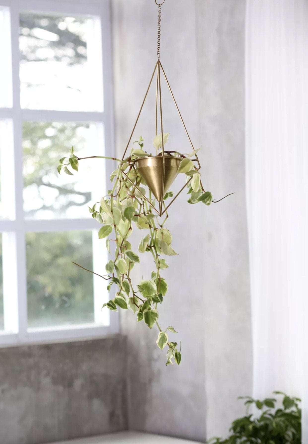 Celestial Diamond Brass Hanging Planter - Lustere Living