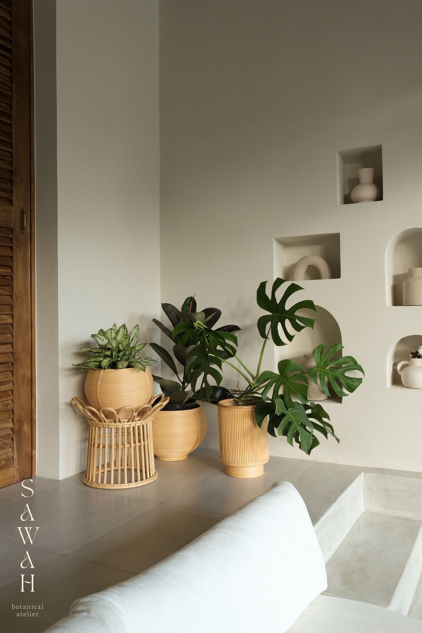 Uma Small Rattan Round Planter Natural Wicker Basket