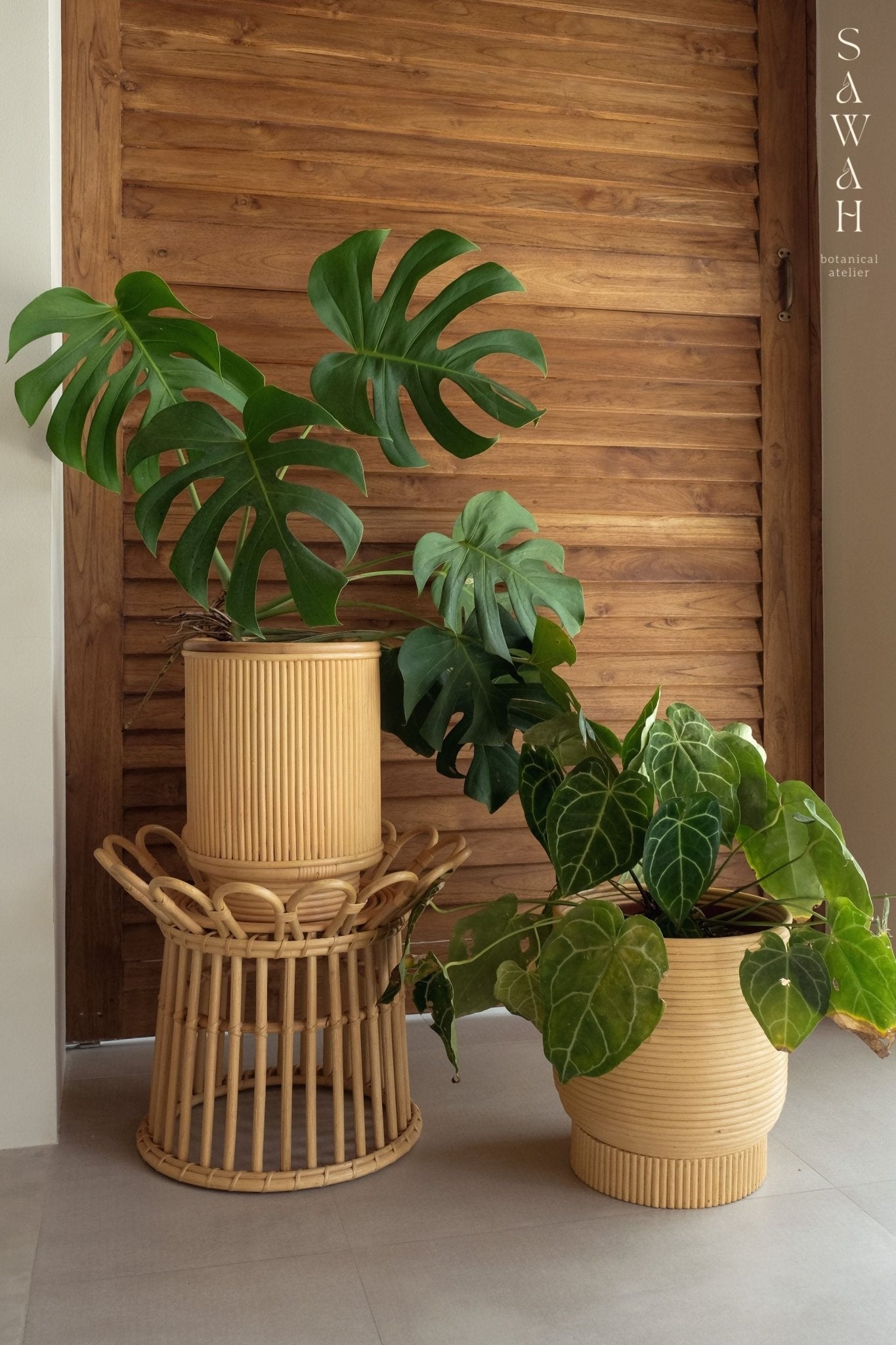 Kasih Mid Century High Rattan Cane Planter - Lustere Living