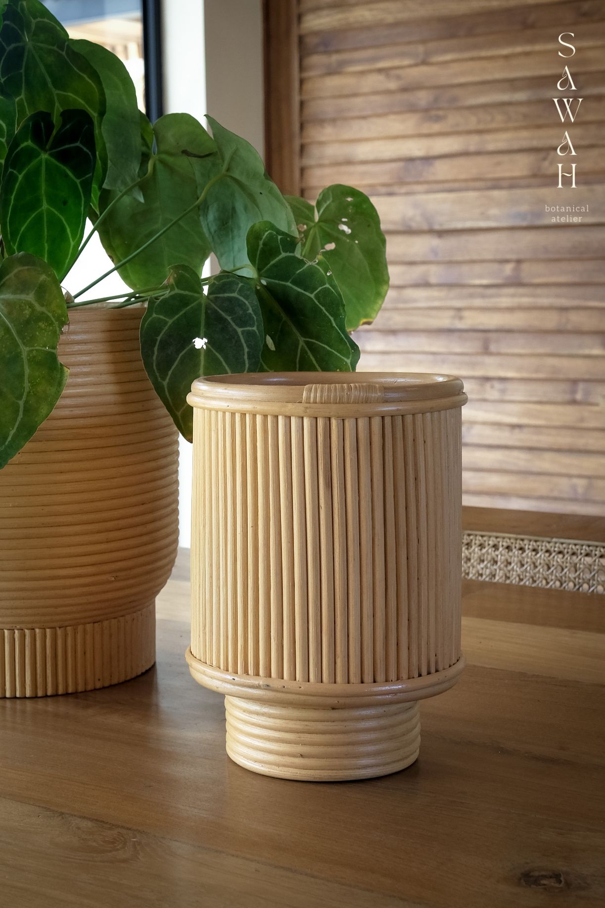 Kasih Mid Century High Rattan Cane Planter - Lustere Living