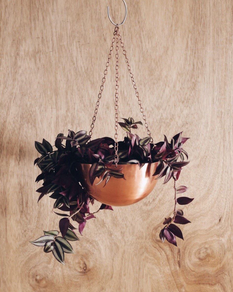 Large Copper Rose Gold Hanging Planter - Lustere Living