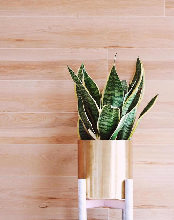 Large Handcrafted Polished Brass Round Table Planter - Lustere Living