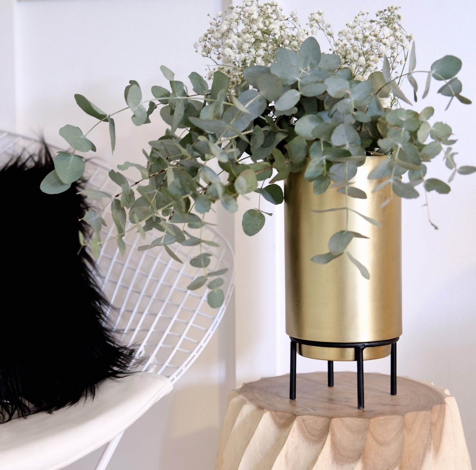 Oriel Tall Brass Gold Planter - Lustere Living