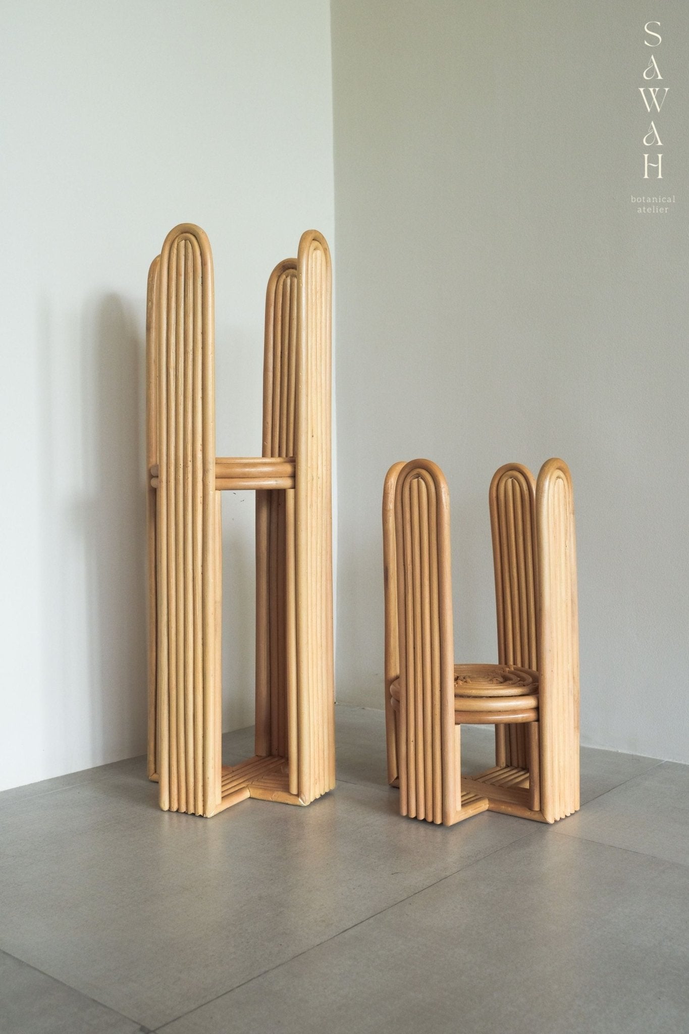 Raya High Mid Century Rattan Planter Stand - Lustere Living