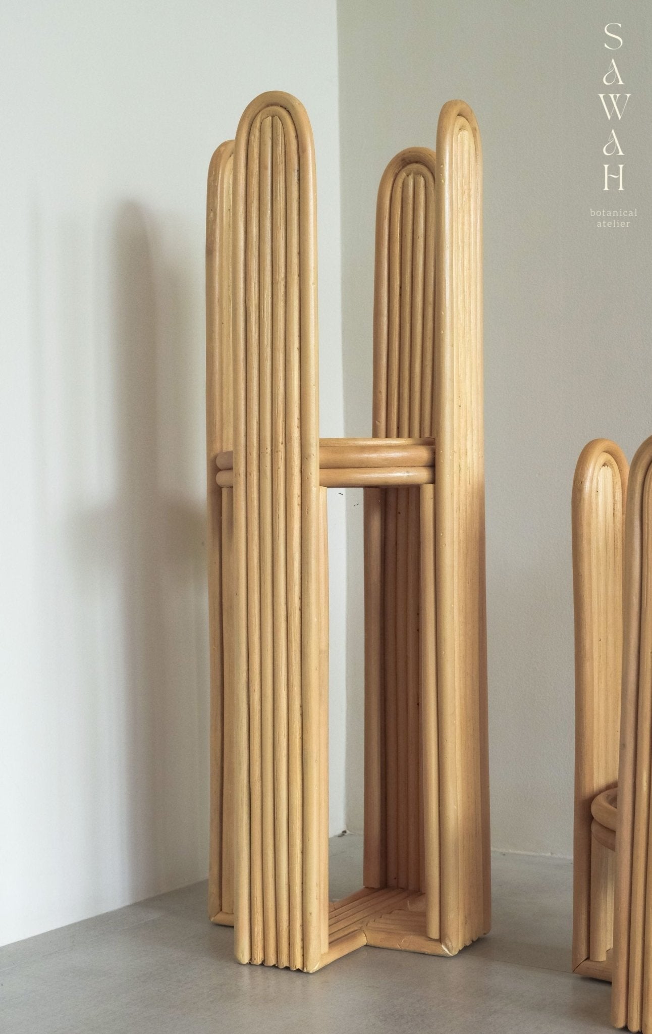 Raya High Mid Century Rattan Planter Stand - Lustere Living