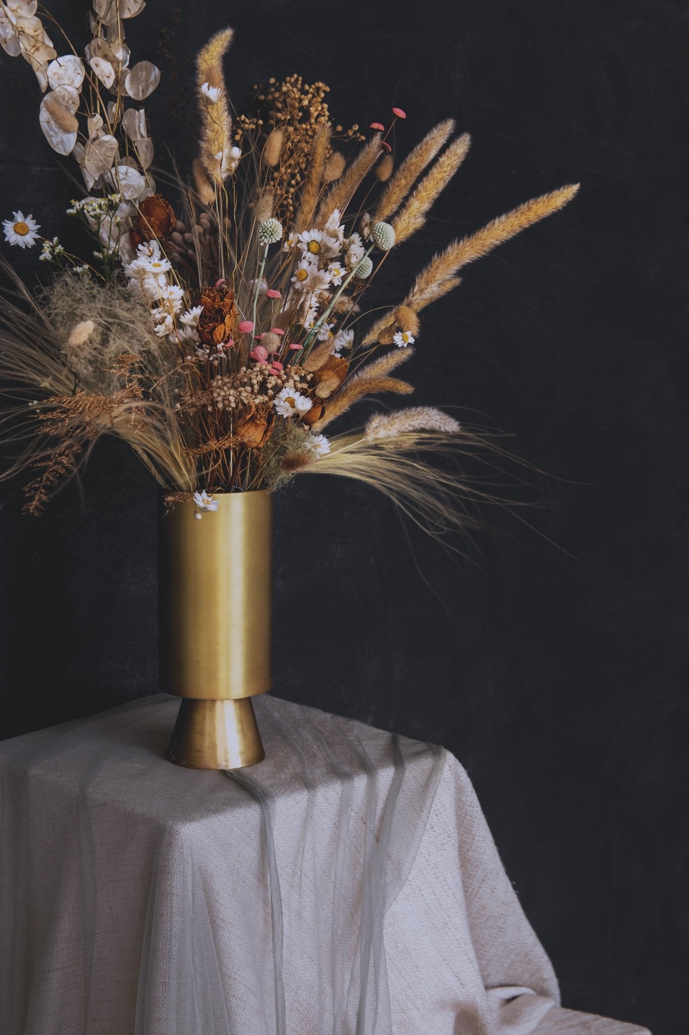 Rola Mid Century Tall Brass Flowers Vase Planter - Lustere Living