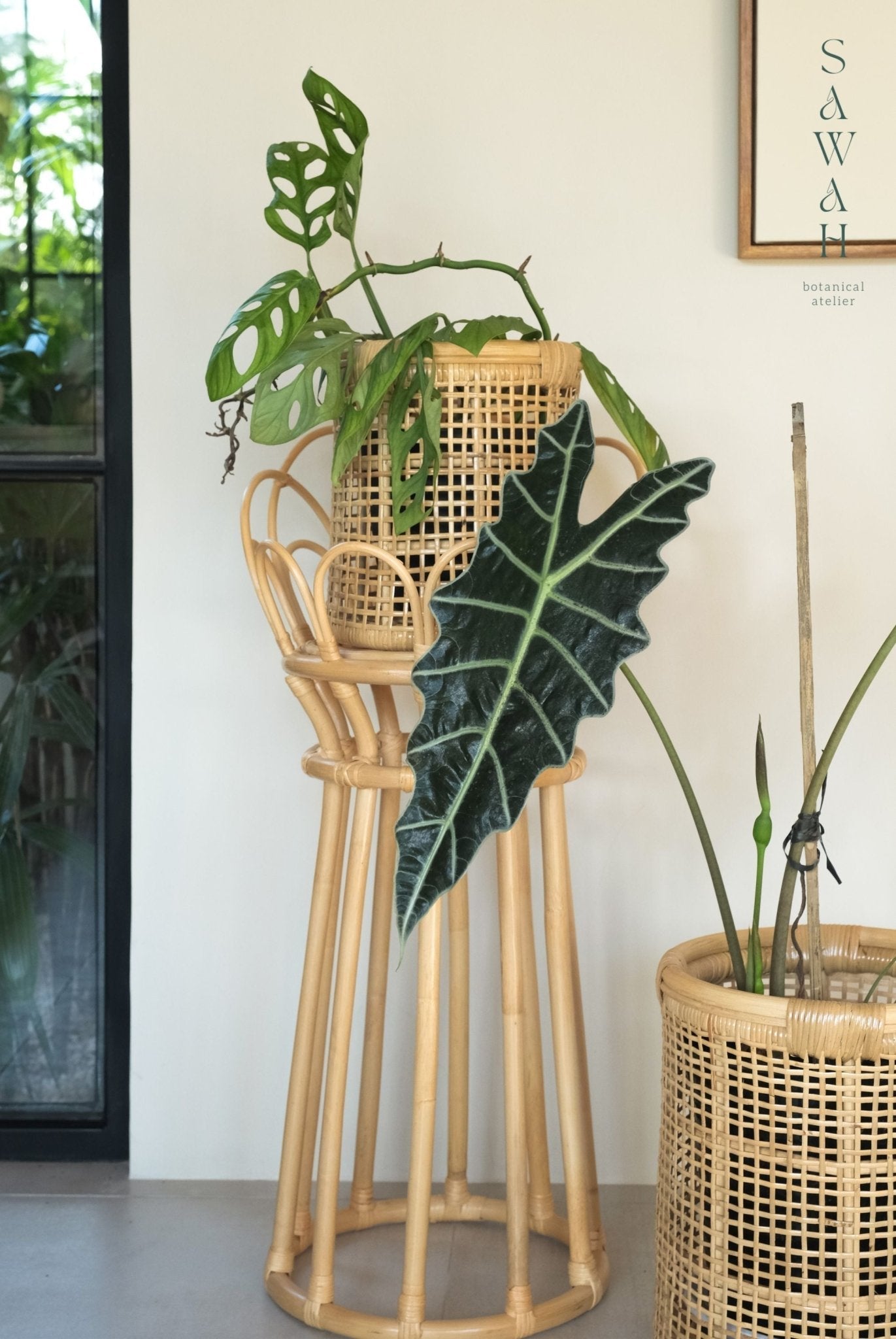 Shanti High Wicker Rattan Boho Flower Planter Stand - Lustere Living