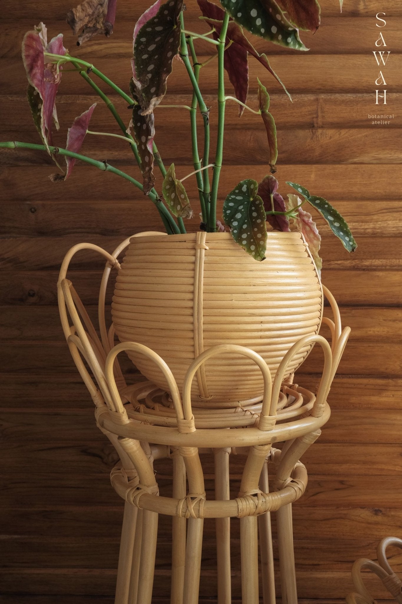 Uma Medium Rattan Round Planter Natural Wicker Basket - Lustere Living